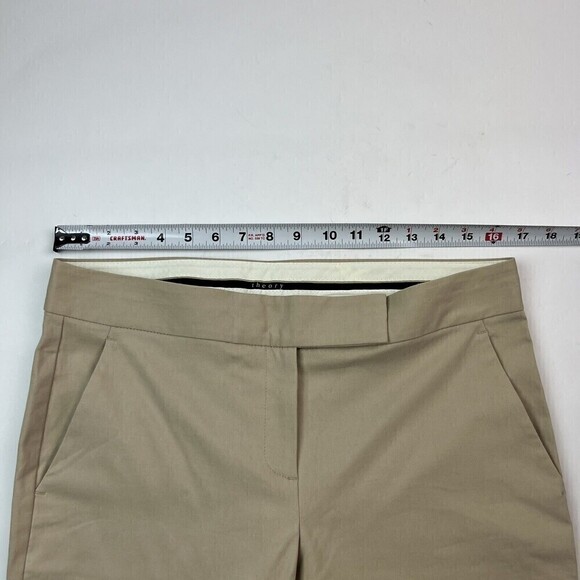 Theory Flared Leg Khaki Trousers Pants Womens Size 10 Tan Stretch - Picture 8 of 12